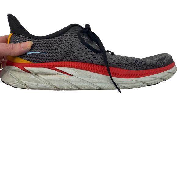 HOKA One One Mens Clifton 8 Running Shoes Athletic Sneakers Gray Red Mens 13 - Picture 4 of 16